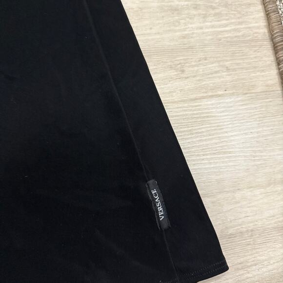 Gianni Versace Couture Y2K Black Halter Evening Gown Rhinestone Side Slit Dress - Picture 11 of 15